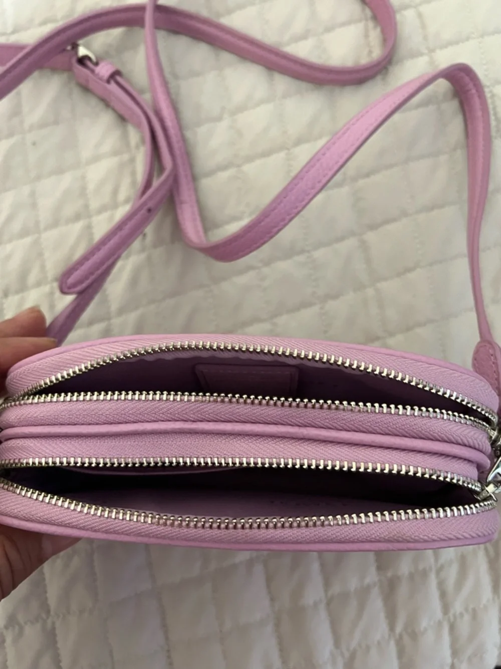 Coach Pink Pebbled Leather Crossbody Camera Bag